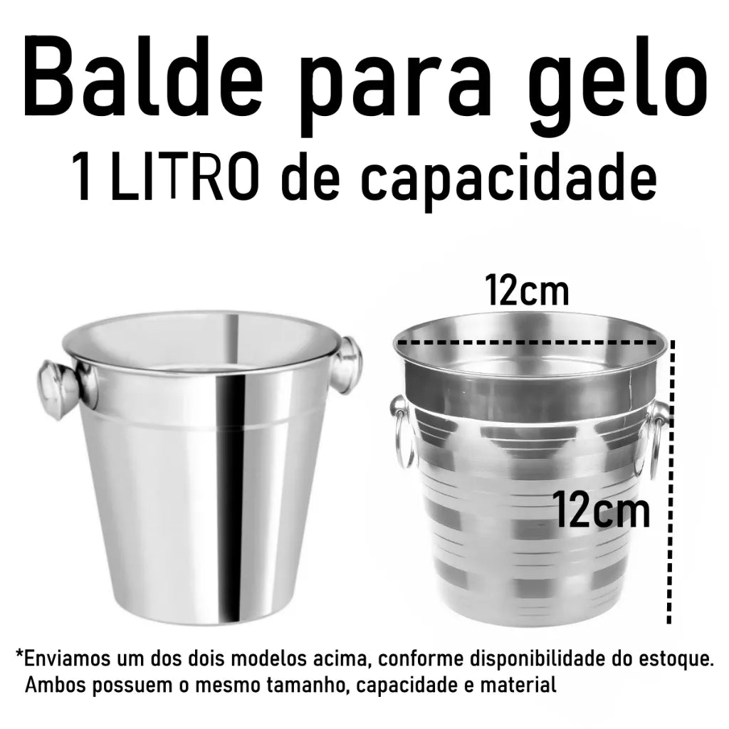 KIT BARTENDER 7 Peças Aço Inox - Coqueteleira 500 ml + Socador, Dosador, Balde, Colher, Pegador Gelo e Peneira Completo